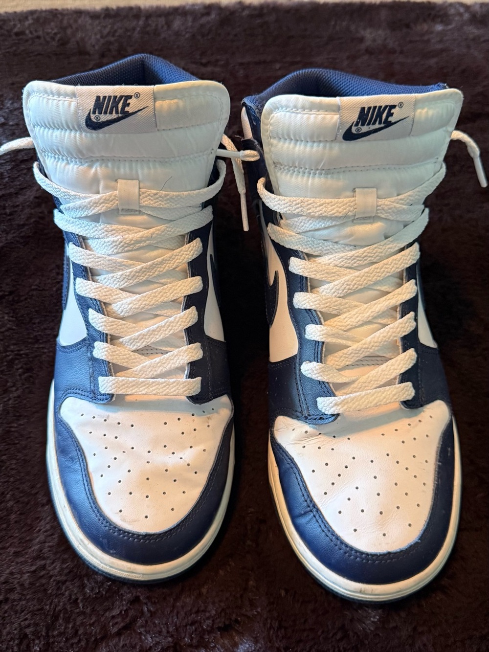 Nike High-Top Sneakers in White and Navy Blue